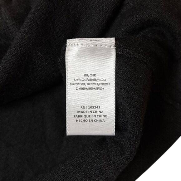 Bobeau Black Knit Midi Sweater Dress Puff Sleeve Winter Work Casual Chic M - Picture 5 of 5